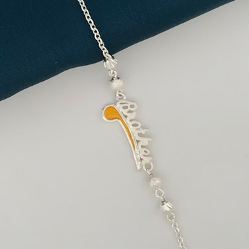 925 Silver Yellow Design Rakhi for Brother by 