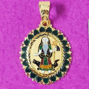 22kt gold fancy khodiyar ma mina pendant by Saurabh Aricutting