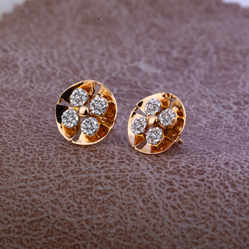 Ladies 18K Rose Gold Round Traditional Earring -RE...