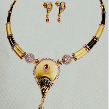 22 KT GOLD CZ MORDERN ECKLACE SET by 