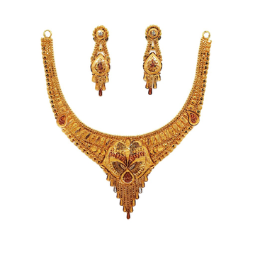 22k Gold Culcutti Necklace with Earrings by 