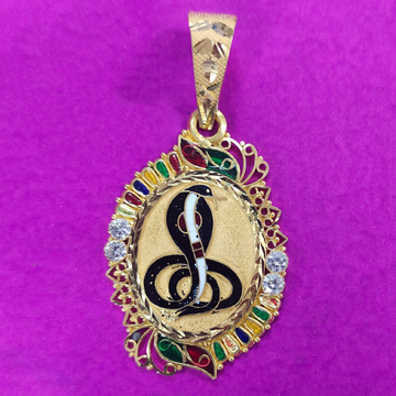 916 Gold Goga maharaj Fancy mina pendant by Saurabh Aricutting