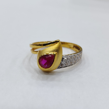 Stylish Gold Plated Ruby Stones Floral Finger Ring Online|Kollam Supreme