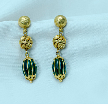 22KT Gold green stone Earring MM-80 by 
