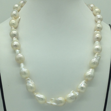 Freshwater white oval baroque pearls 1 layers necklace jpm0367