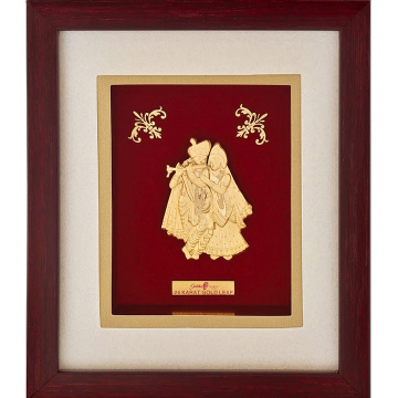 Shree Radhe Krishna Frame In 24K Gold Foil MGA - A...
