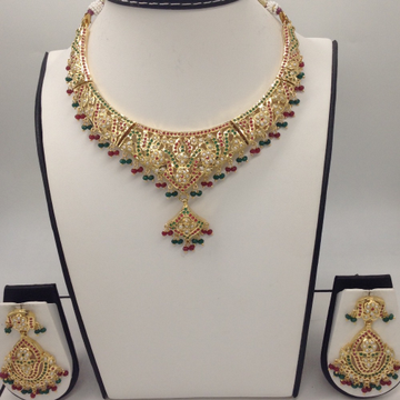 Ruby, Emeralds and White Pearls Amritsar Necklace Set JNC0026
