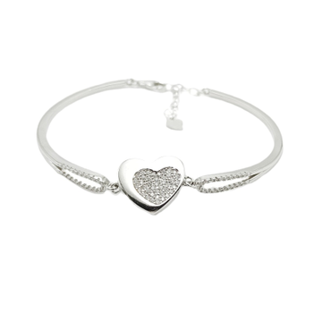 Heart CZ 925 Silver Bracelet