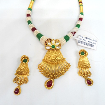 22KT Gold Indian Design Antique Necklace Set RHJ-5...