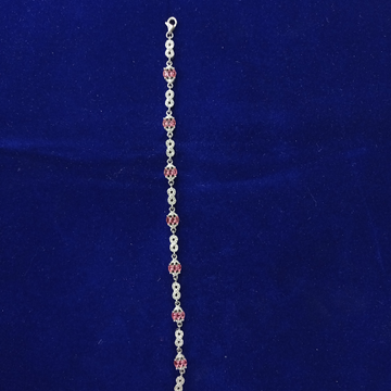 92.5 silver bracelet pink diamond lucky by Ghunghru Jewellers