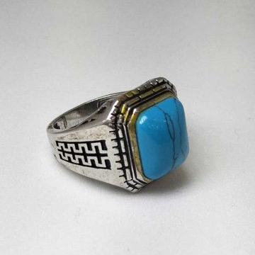 925 Sterling Silver Blue Stone Gents Ring by 