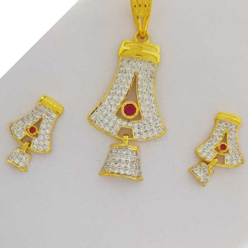 22KT Yellow Gold Pave Casting Fancy Pendant Set by 