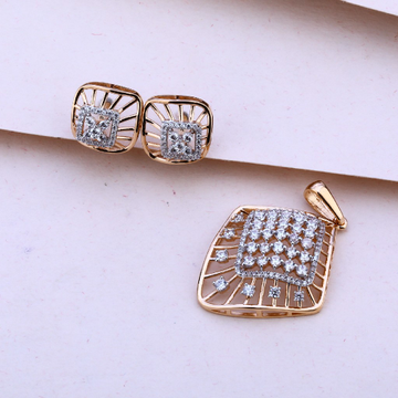 18CT Rose Gold Diamond Stylish Pendant Set RPS131
