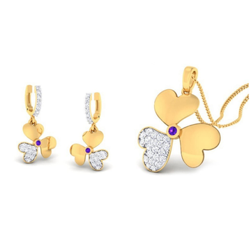 22k gold cz heartbeat pendant set by 