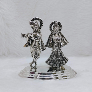 Sterling silver radha krishna idol in high antique... by 