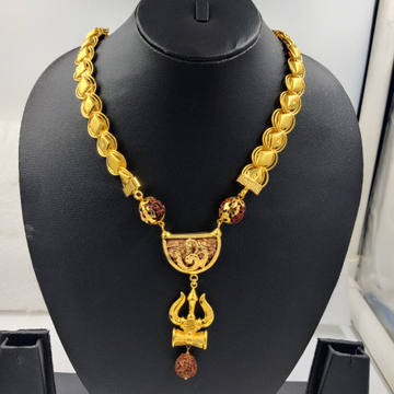 916 gold hollow lotas chain & rudraksh pendant