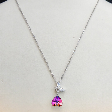 Sterling Silver Crystal Heart ,Diamond Butterfly P... by Pratima Jewellers