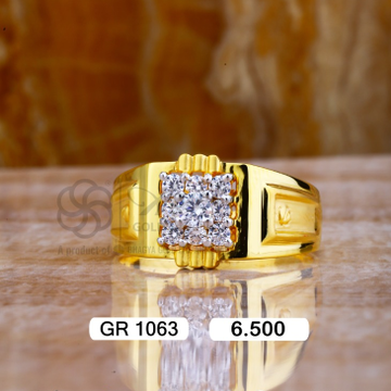 22K(916)Gold Gents Square Diamond Fancy Ring by Sneh Ornaments