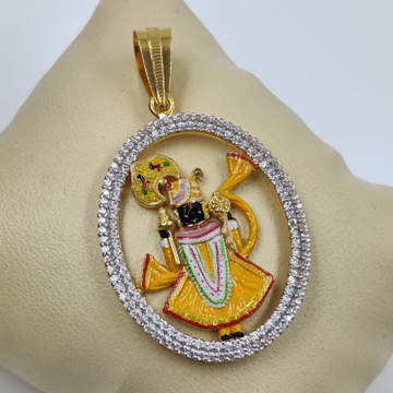 916 Gold Fancy Shreenathji Maharaj Minakari Pendan...