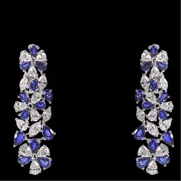 Diamonds and Blue Sapphires Earrings JSJ0124