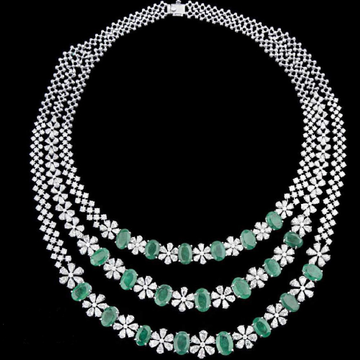 Diamonds and Emeralds Necklace JSJ0160
