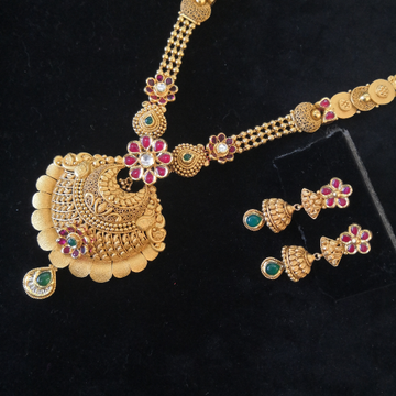 22k gold fancy antique jadtar rajvadi long set by 