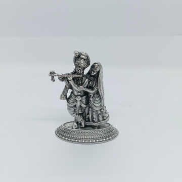 Pure silver idol of radha krishna in antique polis... by 