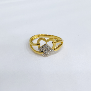 916 Gold Heart Shape And Matte Finish Ladies Ring by 
