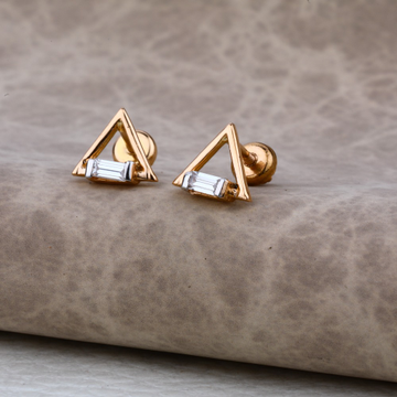 Ladies 76 Rose Gold Triangle Single Stone Earring...