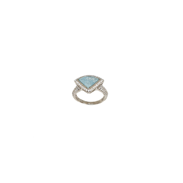 Blue Stone Diamond Ring In 925 Sterling Silver MGA...