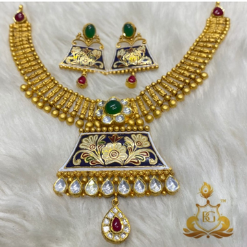 916 gold jadtar necklace with earrings by 