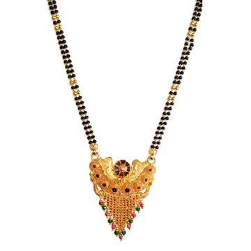 22k Gold Kalkatti Meenakari Flower Shape 2 line Mangalsutra MGA - GM018