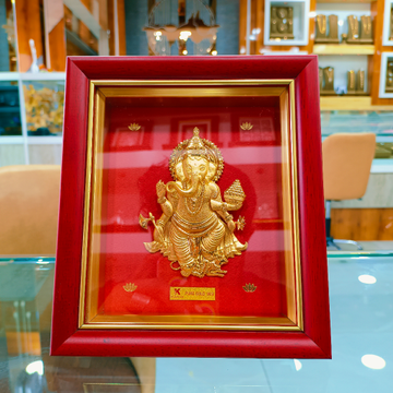 GANESHA 999 PURE GOLD FRAME by Ghunghru Jewellers