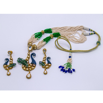 916 jadtar peacock shaped necklace set with earrin...