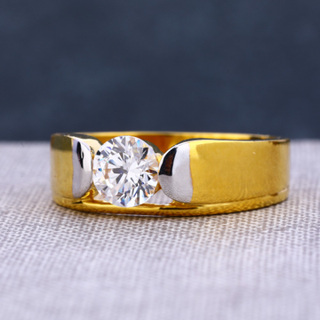 916 Gold Gentlemen's Hallmark Designer Single Ston...