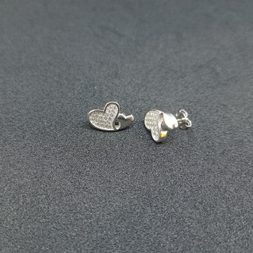 925 Silver Heart Shape Earring by Ghunghru Jewellers