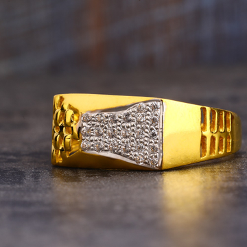 916 Gold CZ Stylish  Men's Ring MR607