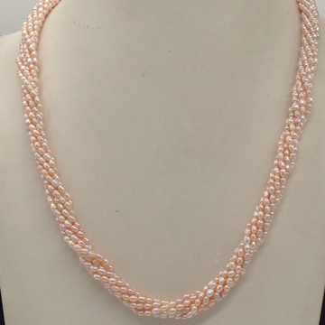 pink rice pearls 7 layers twisted necklace jpm0321
