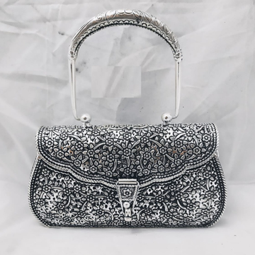 925 pure silver ladies purse with handle in fine n...