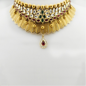 22KT Gold Antique Bridal Necklace Set RHJ-3309
