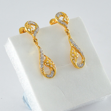 22k Gold Hanging Diamond Earrings by 