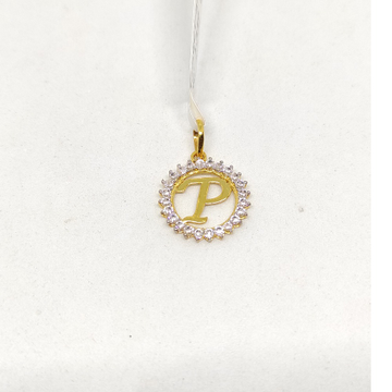 18k Gold P Alphabet Pendant by Rajasthan Jewellers Private Limited