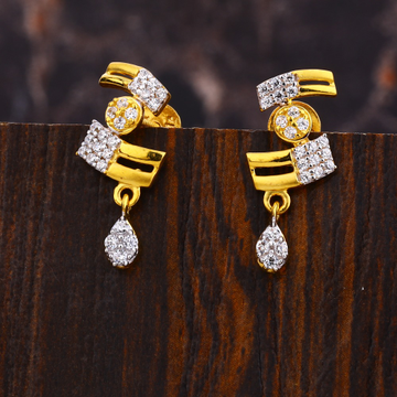 916 Gold CZ Women's Stylish Hallmark Fancy Earring...