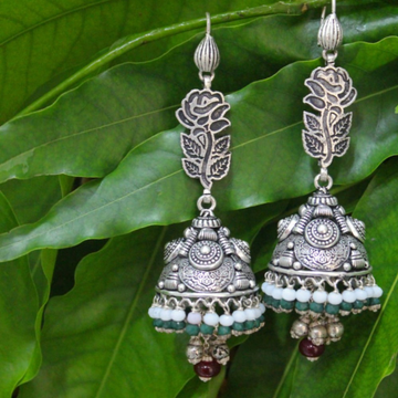 925 Sterling Silver Rose Design Jummar Earring VJ-... by 