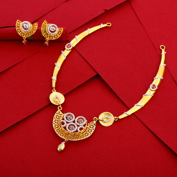 916 Gold Hallmark Fancy Ladies Necklace Set LN282