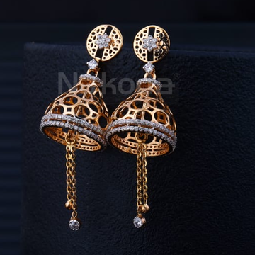 750 Rose Gold CZ Hallmark Delicate Jummar Earring...