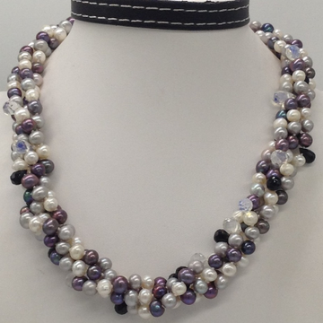 multicolour potatoÂ pearls necklace with cz drops JPM0310
