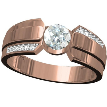 18kt cz rose gold solitaire diamond gents ring