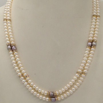 white flat pearls necklace with cz golden chakri jpm0345