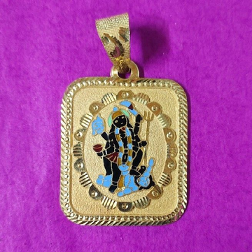 22k gold mahakali ma rectangle shape mina pendant by Saurabh Aricutting